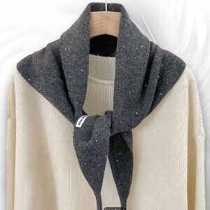 Soft Grey Sparkly Knit Shawl Wrap Scarf